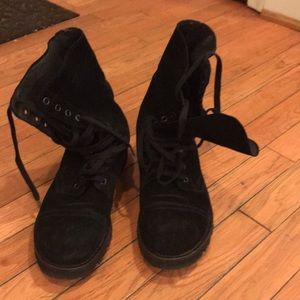 Suede laced ankle boots